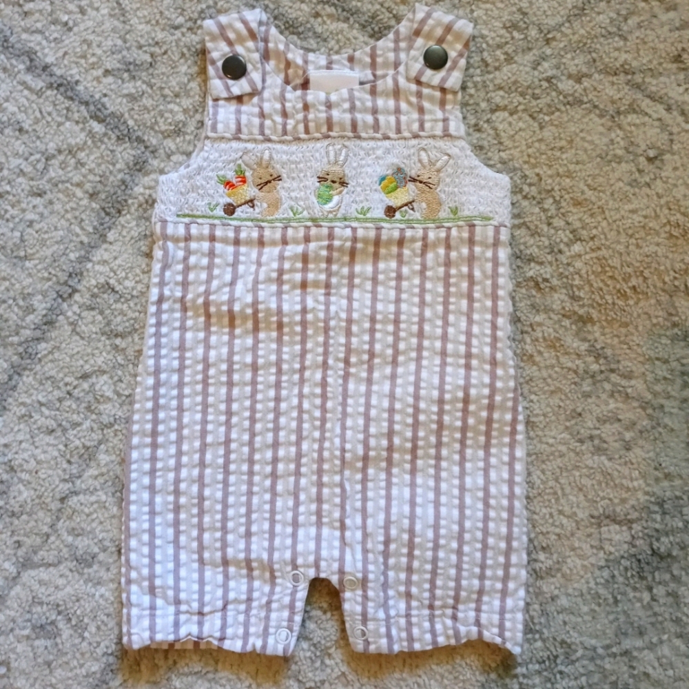 Smocked Embroidered Shortalls